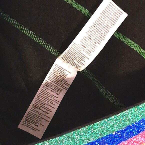 Zumba Wear Rainbow Sparkle Glitter Belted Workout Spellout Black Leggings M - Picture 9 of 13